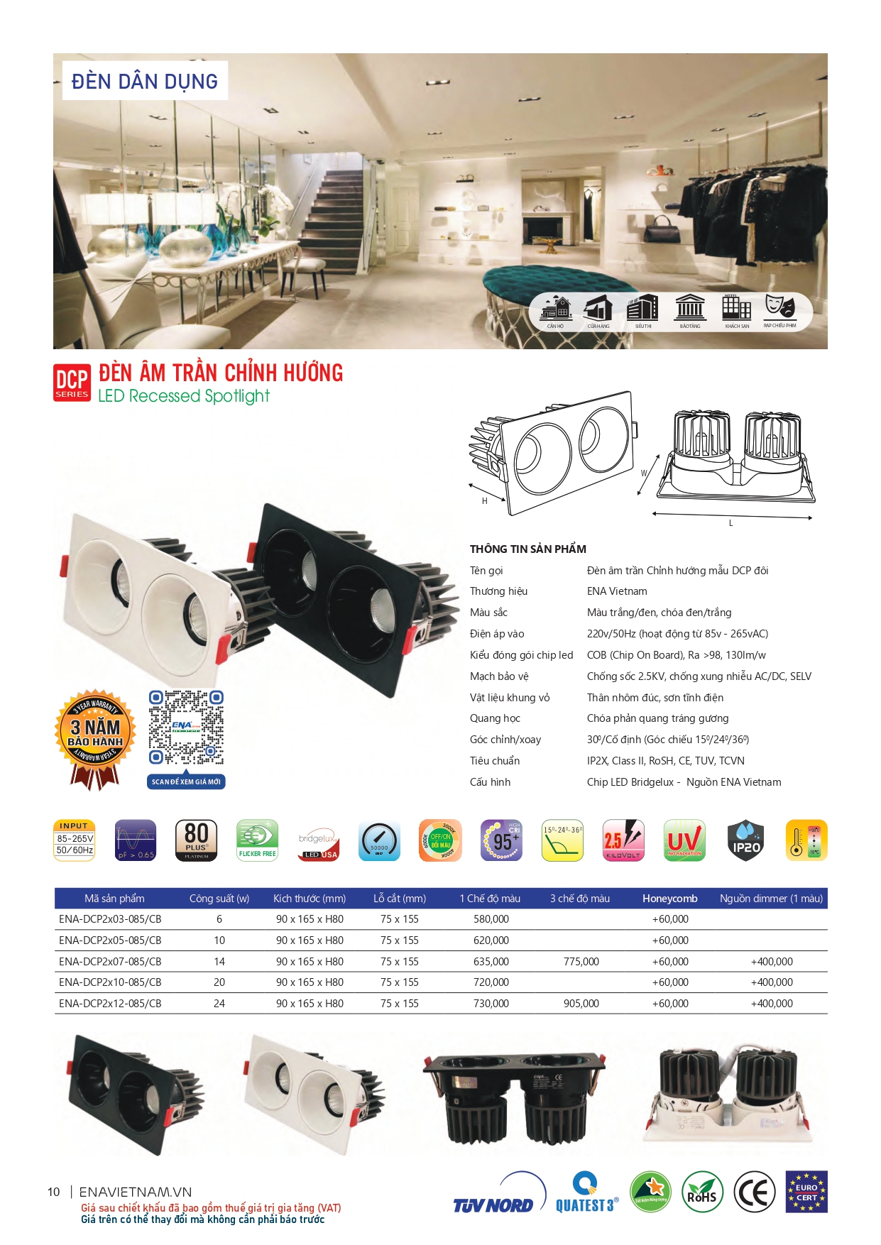 Bảng giá đèn led Ena 2026